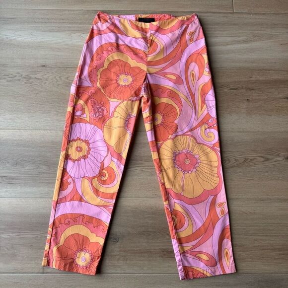 The Limited Retro Pink Orange Floral Stretch Twill Pants - Picture 2 of 5